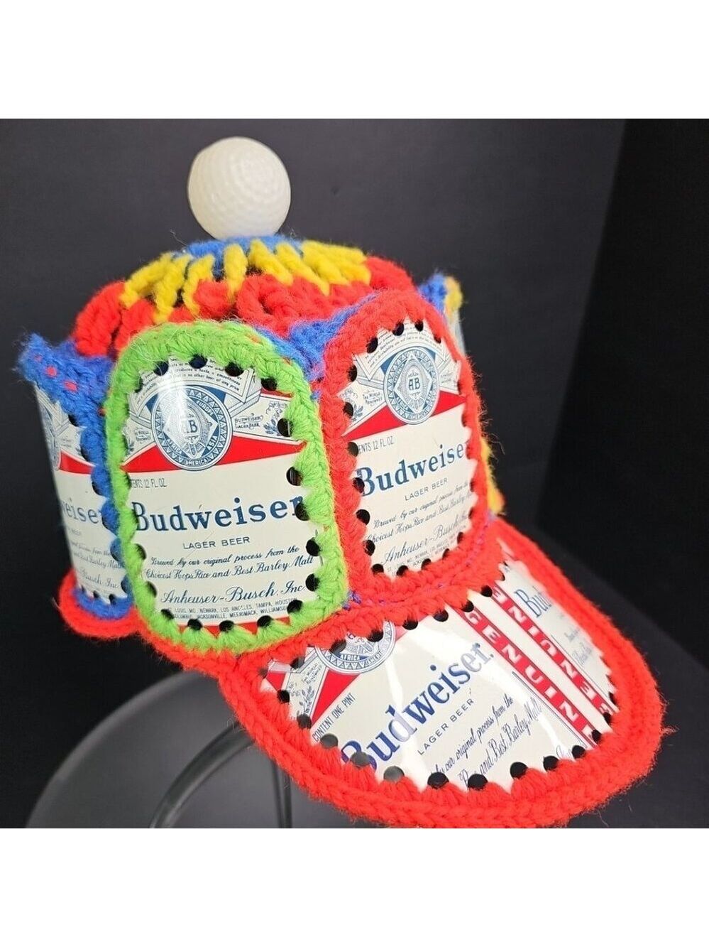 Vintage 12 Ounce Budweiser Cans Hat Hand Made Out Of Cans Beer Pong Ping USA